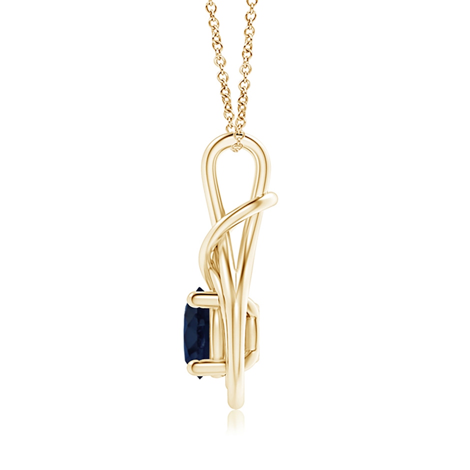 8mm A Round Sapphire Solitaire Infinity Knot Pendant in Yellow Gold side 199