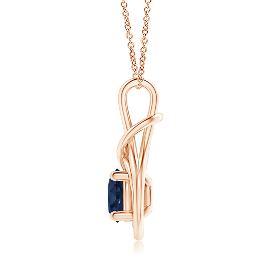 8mm AA Round Sapphire Solitaire Infinity Knot Pendant in 18K Rose Gold side 199