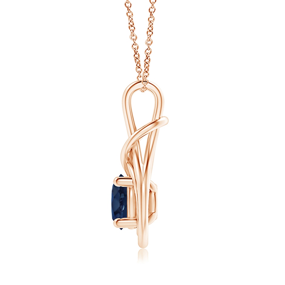 8mm AA Round Sapphire Solitaire Infinity Knot Pendant in Rose Gold side 199