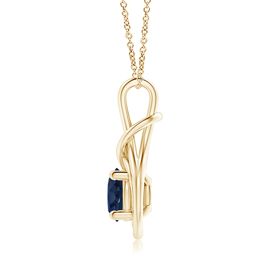 8mm AA Round Sapphire Solitaire Infinity Knot Pendant in Yellow Gold side 199