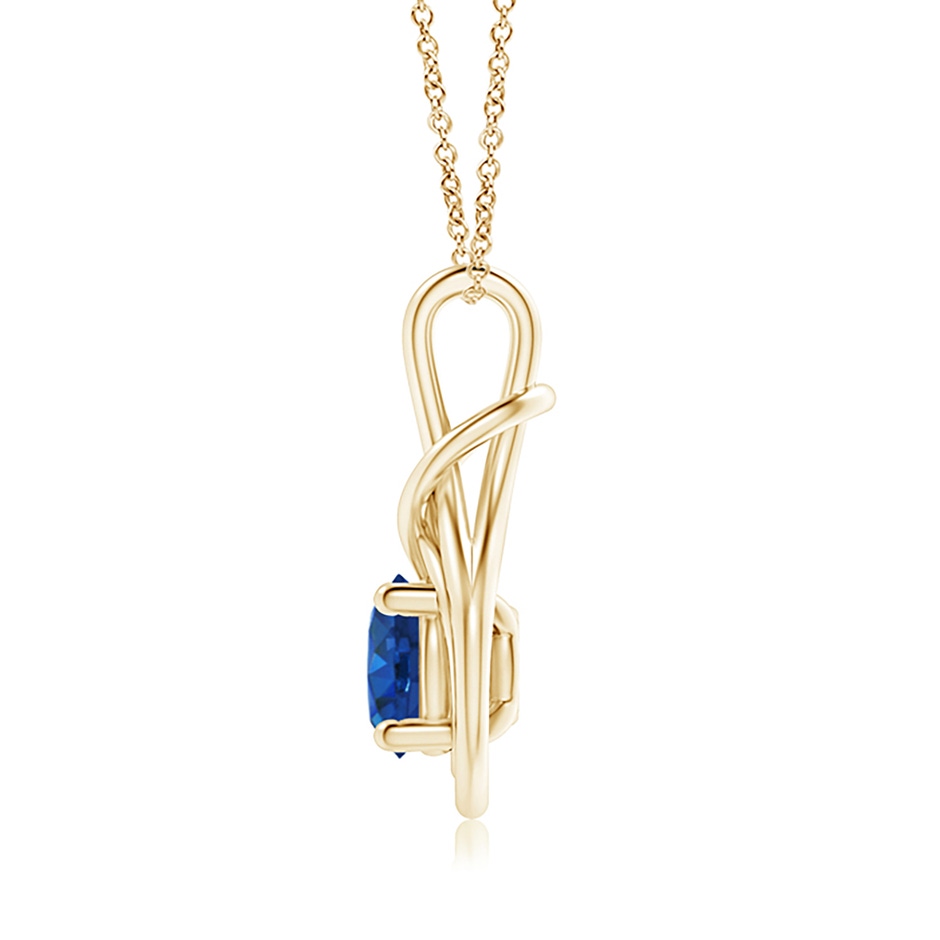 8mm AAA Round Sapphire Solitaire Infinity Knot Pendant in 18K Yellow Gold side 199
