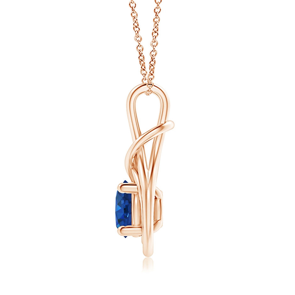 8mm AAA Round Sapphire Solitaire Infinity Knot Pendant in Rose Gold side 199