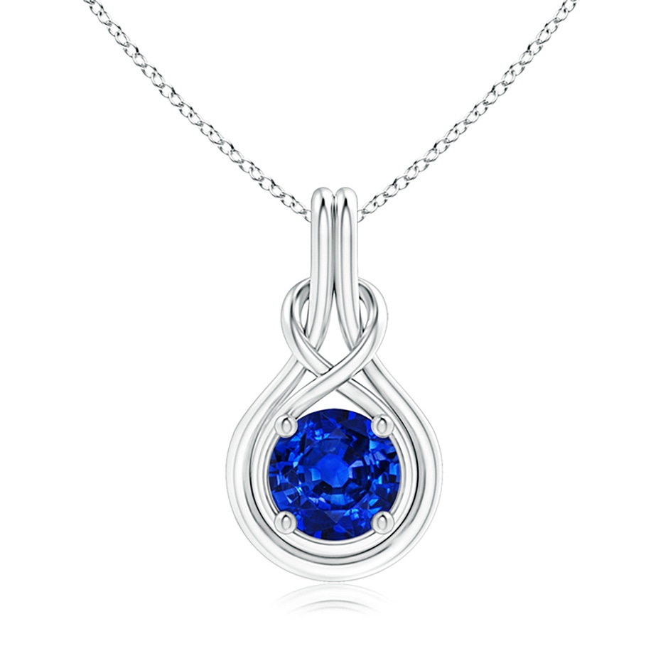 8mm AAAA Round Sapphire Solitaire Infinity Knot Pendant in P950 Platinum 