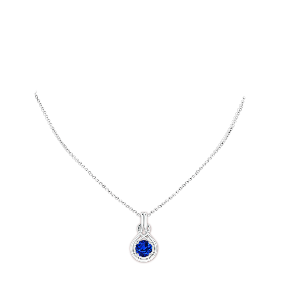 8mm AAAA Round Sapphire Solitaire Infinity Knot Pendant in P950 Platinum pen