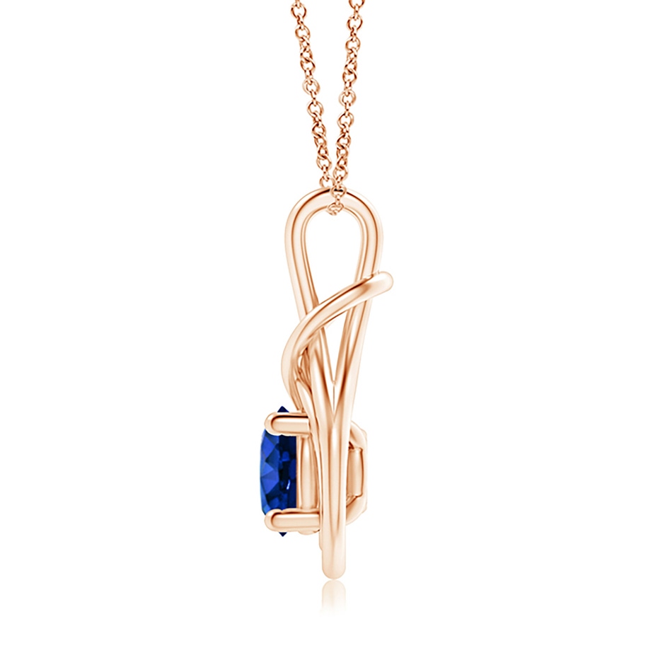 8mm AAAA Round Sapphire Solitaire Infinity Knot Pendant in Rose Gold side 199