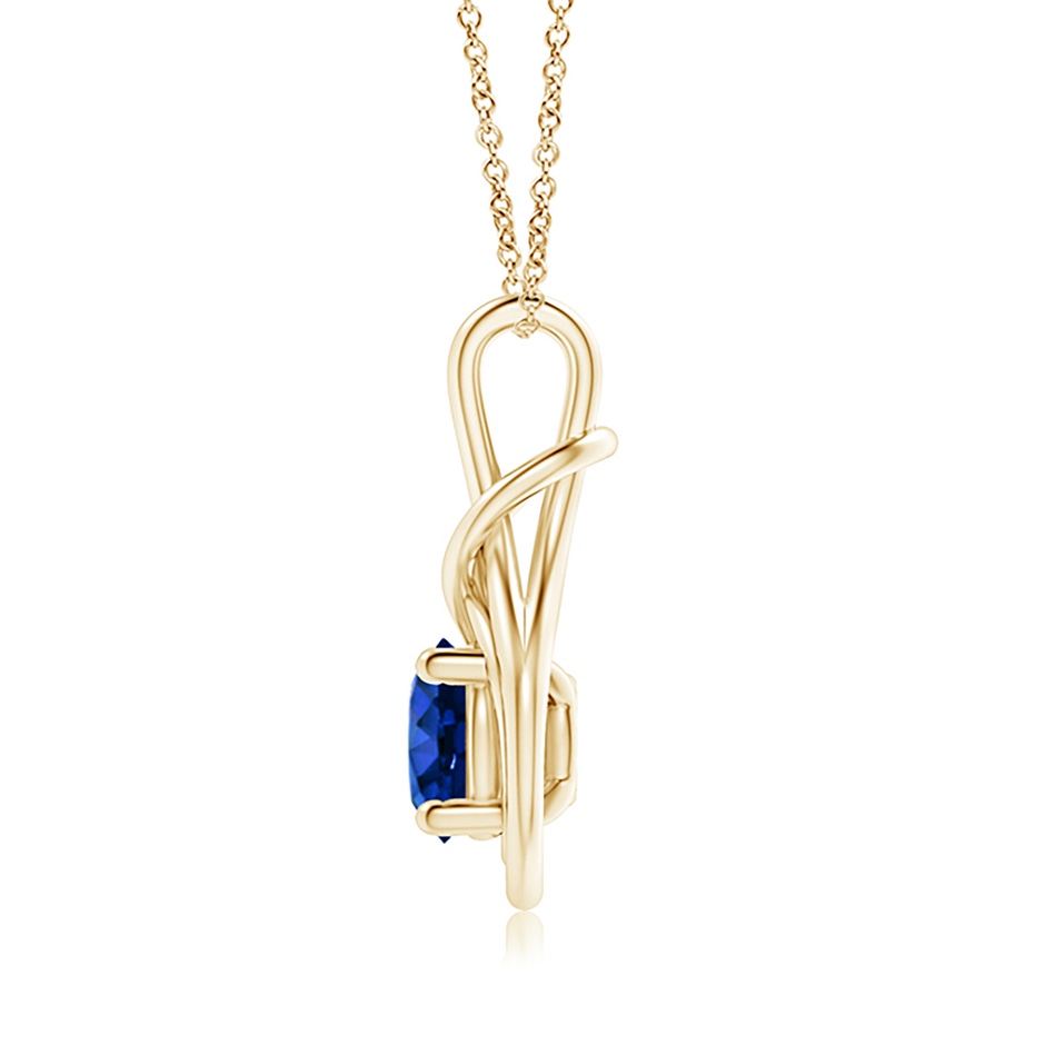 8mm AAAA Round Sapphire Solitaire Infinity Knot Pendant in Yellow Gold side 199