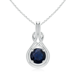 9mm A Round Sapphire Solitaire Infinity Knot Pendant in P950 Platinum