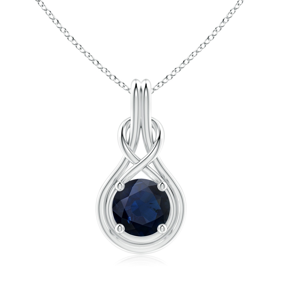 9mm A Round Sapphire Solitaire Infinity Knot Pendant in P950 Platinum 