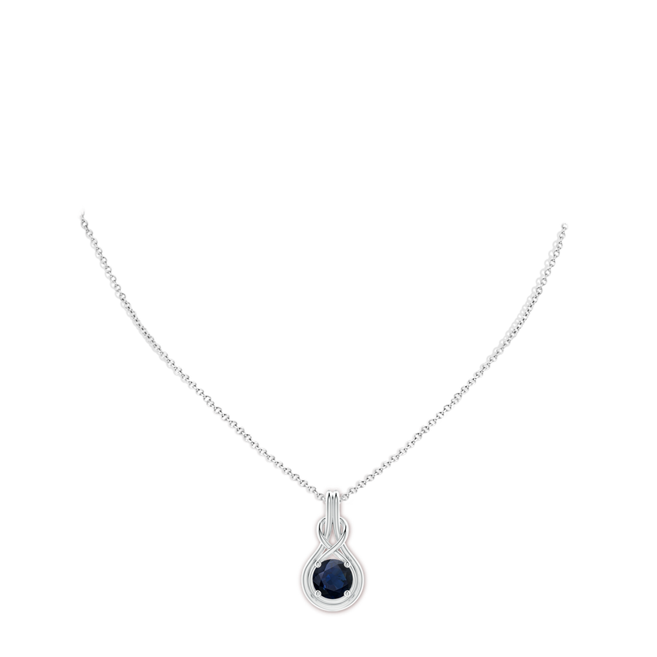 9mm A Round Sapphire Solitaire Infinity Knot Pendant in P950 Platinum pen