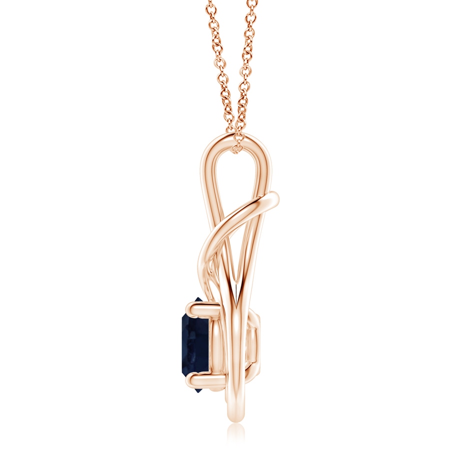 9mm A Round Sapphire Solitaire Infinity Knot Pendant in Rose Gold side 199