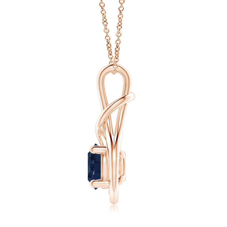 9mm AA Round Sapphire Solitaire Infinity Knot Pendant in 18K Rose Gold side 199