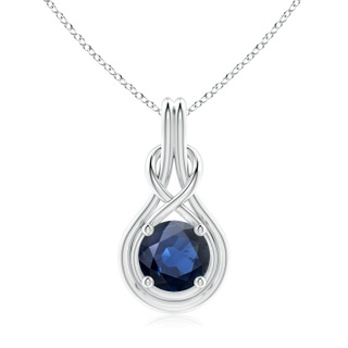 9mm AA Round Sapphire Solitaire Infinity Knot Pendant in P950 Platinum