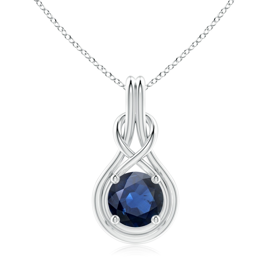 9mm AA Round Sapphire Solitaire Infinity Knot Pendant in P950 Platinum 