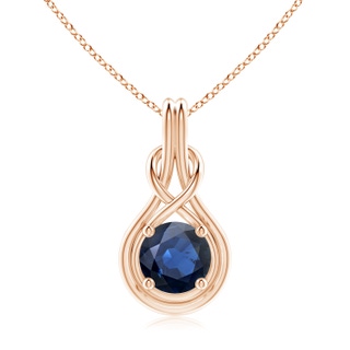 9mm AA Round Sapphire Solitaire Infinity Knot Pendant in Rose Gold
