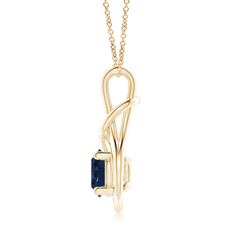 9mm AA Round Sapphire Solitaire Infinity Knot Pendant in Yellow Gold side 199