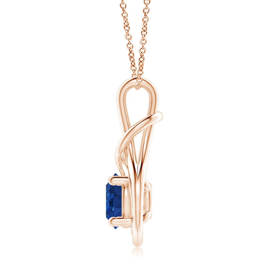 9mm AAA Round Sapphire Solitaire Infinity Knot Pendant in 18K Rose Gold side 199