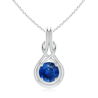 9mm AAA Round Sapphire Solitaire Infinity Knot Pendant in P950 Platinum