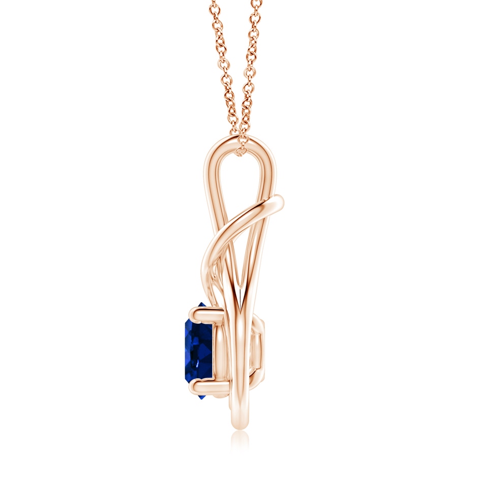 9mm AAAA Round Sapphire Solitaire Infinity Knot Pendant in 18K Rose Gold side 199
