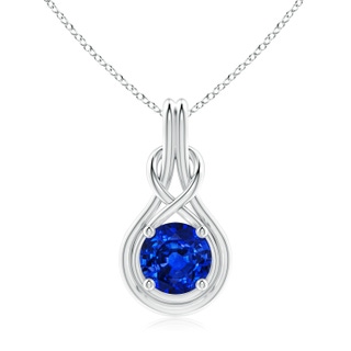 9mm Lab-Grown Round Sapphire Solitaire Infinity Knot Pendant in P950 Platinum