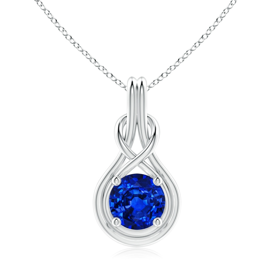 9mm AAAA Round Sapphire Solitaire Infinity Knot Pendant in P950 Platinum 