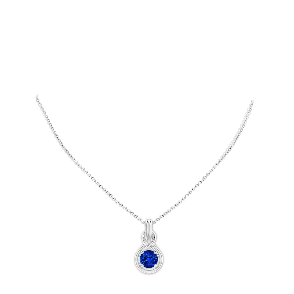 9mm AAAA Round Sapphire Solitaire Infinity Knot Pendant in P950 Platinum pen