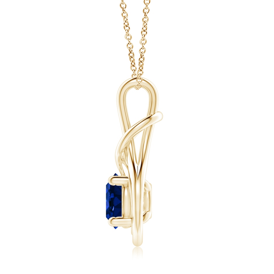 9mm AAAA Round Sapphire Solitaire Infinity Knot Pendant in Yellow Gold side 199
