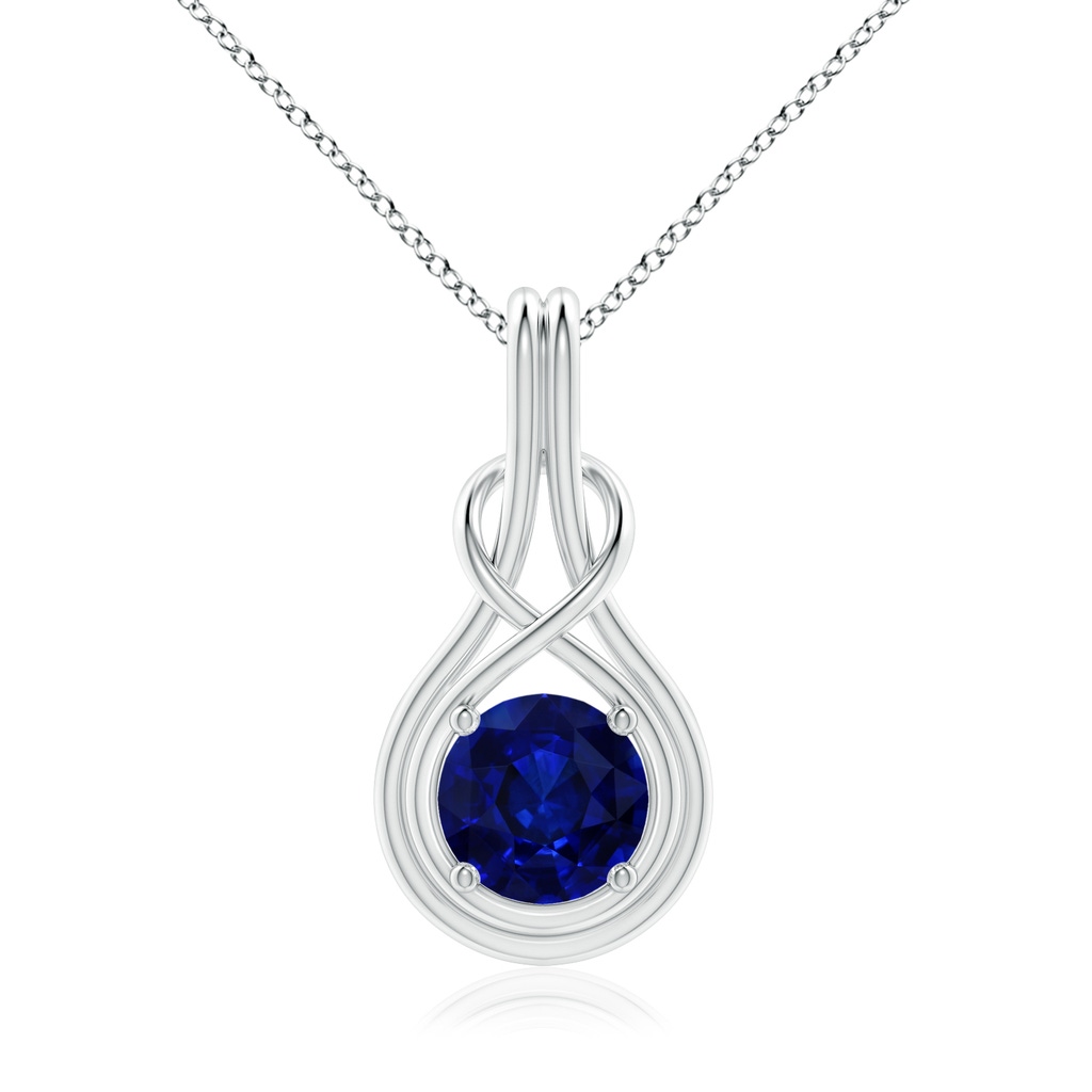 8.94-9.04x5.16mm AAAA GIA Certified Sapphire Solitaire Infinity Knot Pendant in 18K White Gold