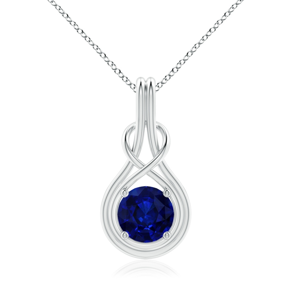 8.94-9.04x5.16mm AAAA GIA Certified Sapphire Solitaire Infinity Knot Pendant in 18K White Gold 