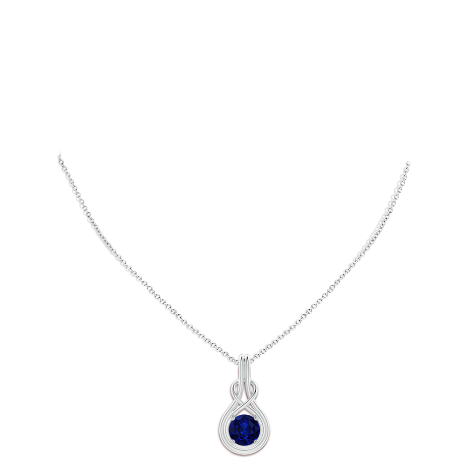 8.94-9.04x5.16mm AAAA GIA Certified Sapphire Solitaire Infinity Knot Pendant in 18K White Gold pen