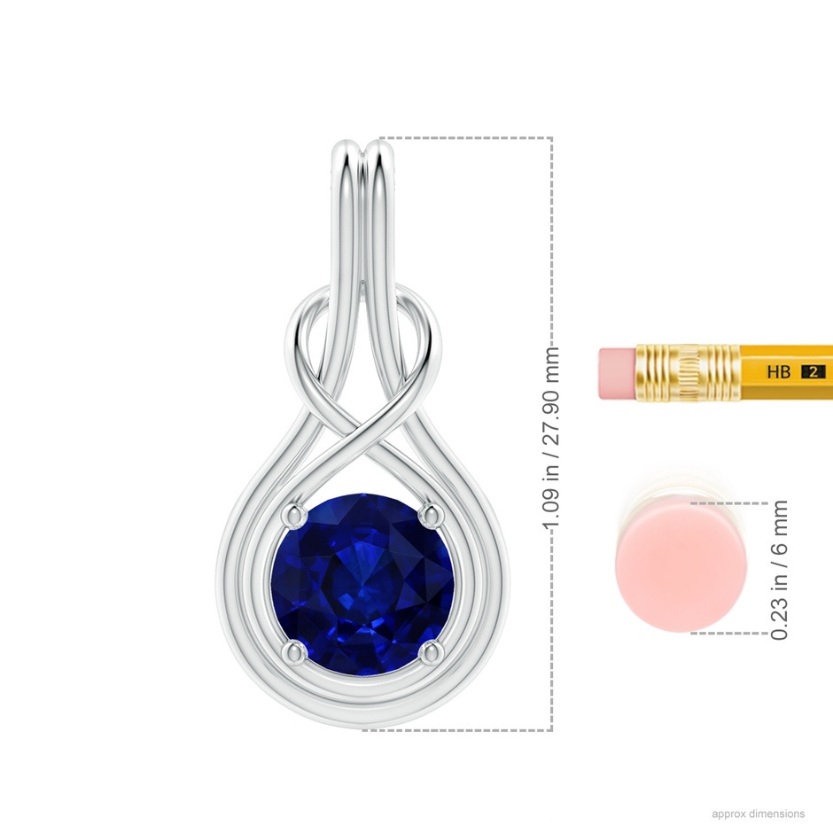 8.94-9.04x5.16mm AAAA GIA Certified Sapphire Solitaire Infinity Knot Pendant in 18K White Gold ruler