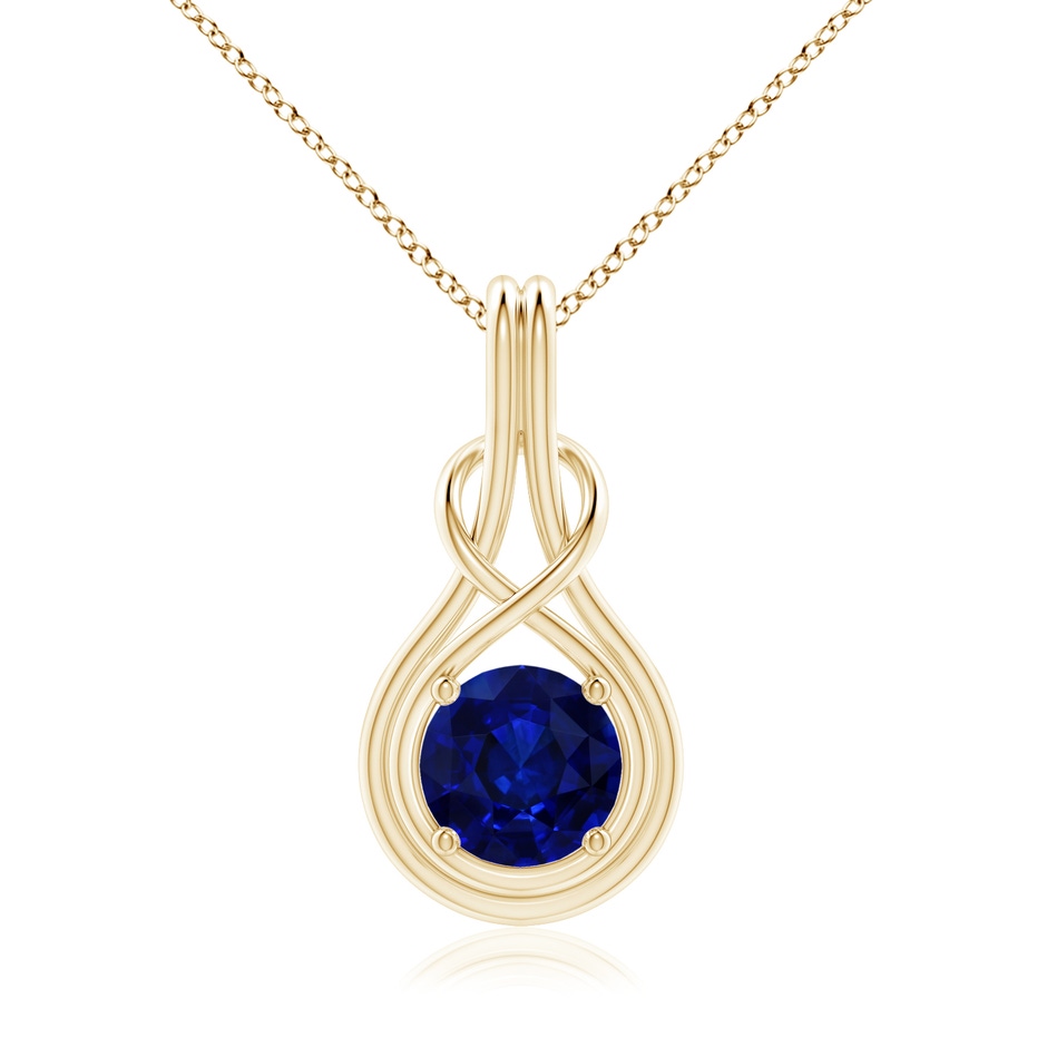 8.94-9.04x5.16mm AAAA GIA Certified Sapphire Solitaire Infinity Knot Pendant in Yellow Gold 