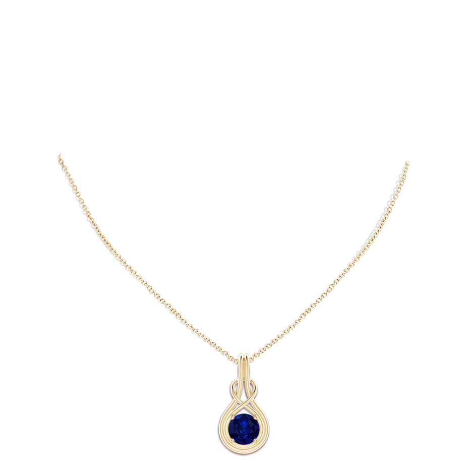 8.94-9.04x5.16mm AAAA GIA Certified Sapphire Solitaire Infinity Knot Pendant in Yellow Gold pen