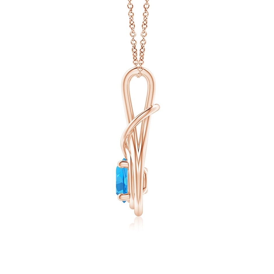6mm AAA Round Swiss Blue Topaz Solitaire Infinity Knot Pendant in Rose Gold side 199