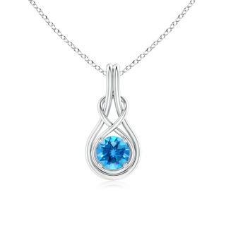 6mm AAAA Round Swiss Blue Topaz Solitaire Infinity Knot Pendant in P950 Platinum