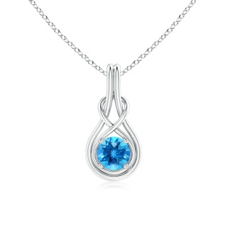 6mm AAAA Round Swiss Blue Topaz Solitaire Infinity Knot Pendant in White Gold