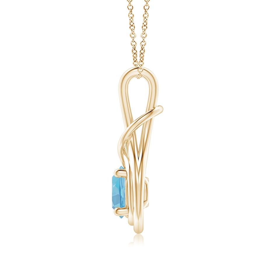 7mm A Round Swiss Blue Topaz Solitaire Infinity Knot Pendant in Yellow Gold side 199