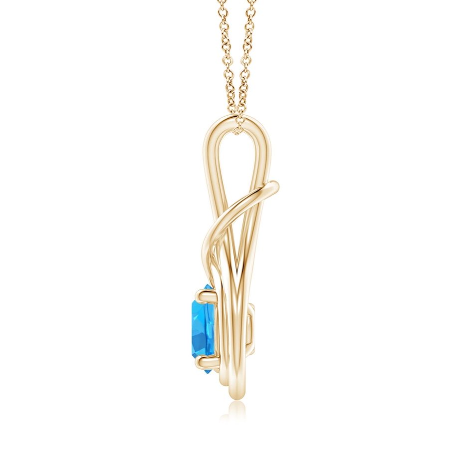 7mm AAA Round Swiss Blue Topaz Solitaire Infinity Knot Pendant in Yellow Gold side 199
