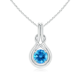 7mm AAAA Round Swiss Blue Topaz Solitaire Infinity Knot Pendant in P950 Platinum