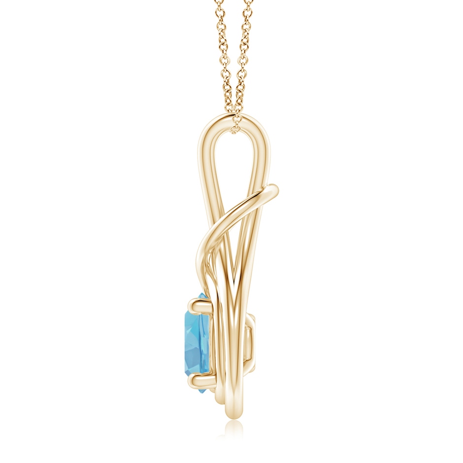 8mm A Round Swiss Blue Topaz Solitaire Infinity Knot Pendant in 18K Yellow Gold side 199