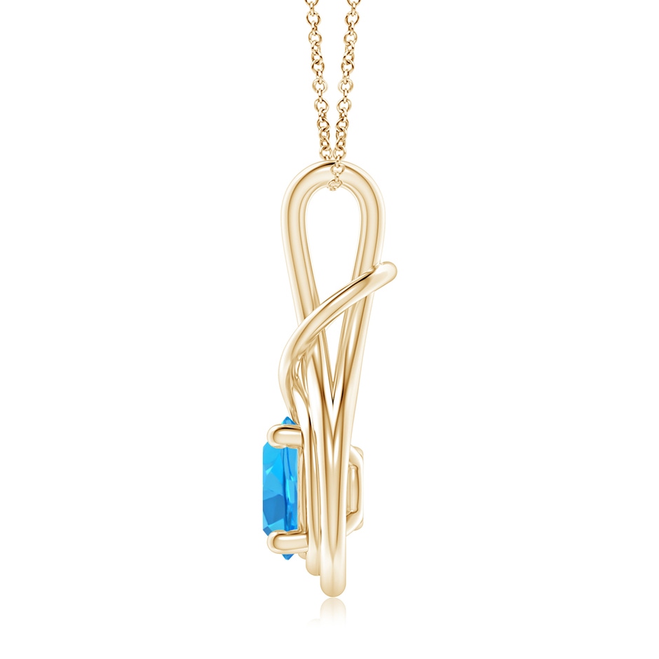 8mm AAA Round Swiss Blue Topaz Solitaire Infinity Knot Pendant in 18K Yellow Gold side 199