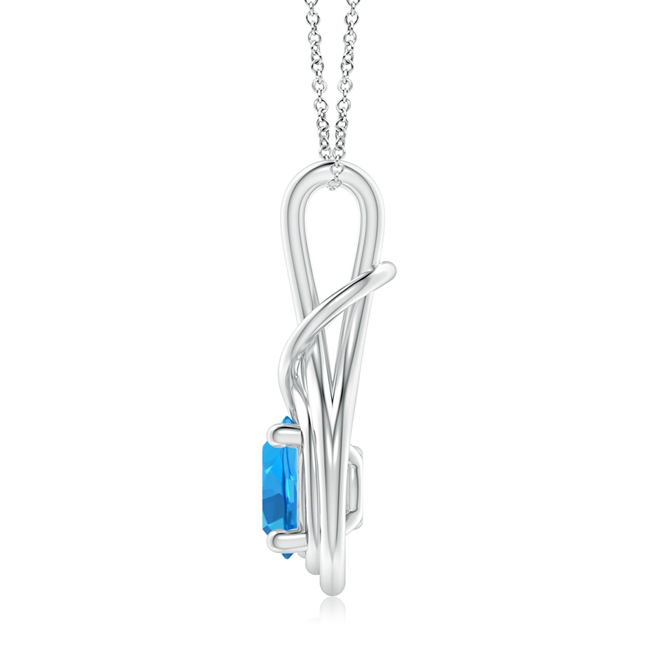 8mm AAAA Round Swiss Blue Topaz Solitaire Infinity Knot Pendant in White Gold side 199