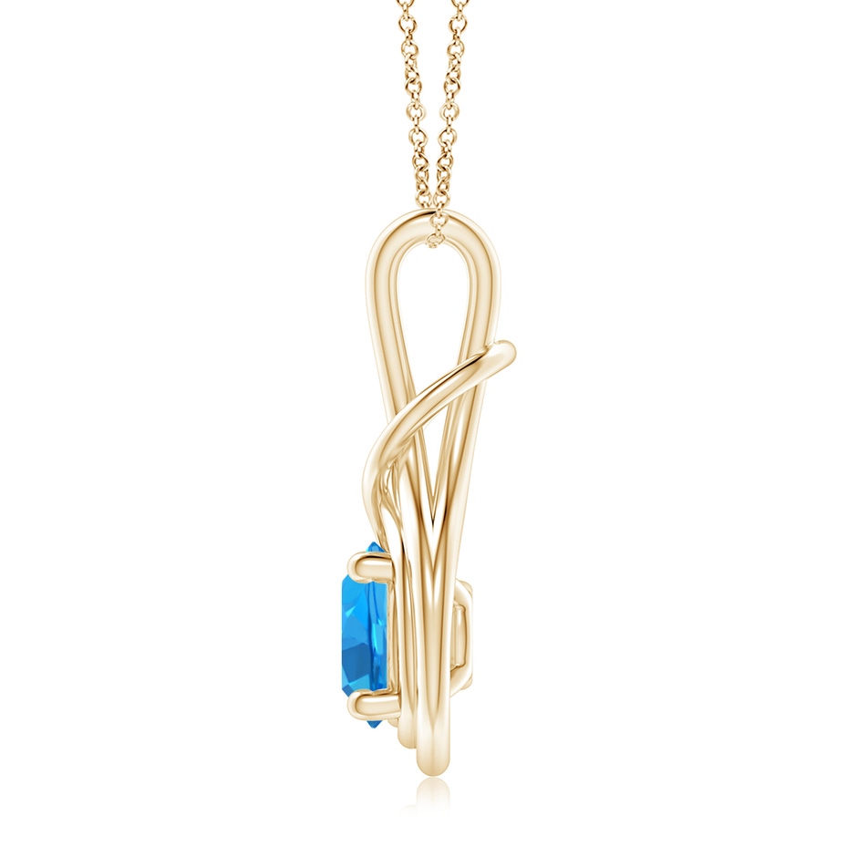 8mm AAAA Round Swiss Blue Topaz Solitaire Infinity Knot Pendant in Yellow Gold side 199