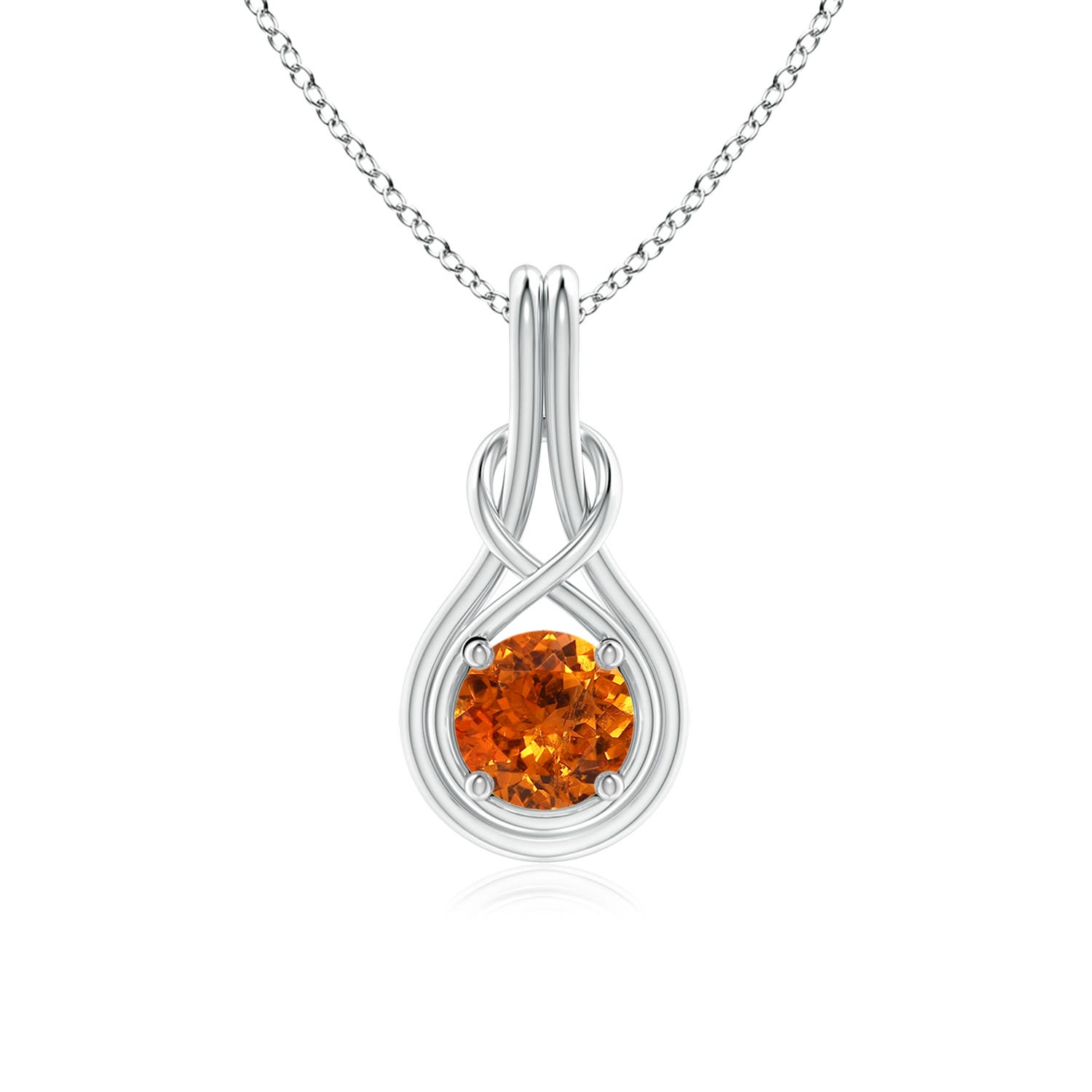 6mm AAA Round Spessartite Solitaire Infinity Knot Pendant in P950 Platinum