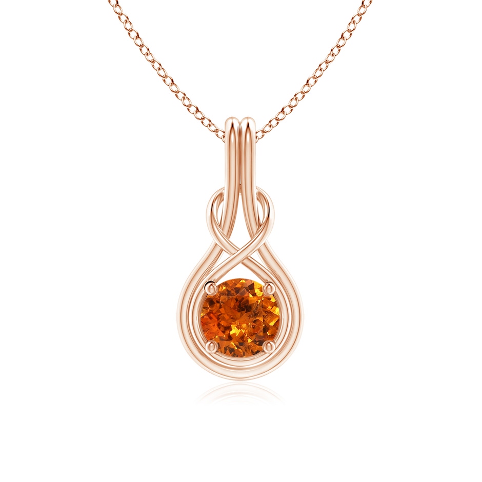 6mm AAA Round Spessartite Solitaire Infinity Knot Pendant in Rose Gold 