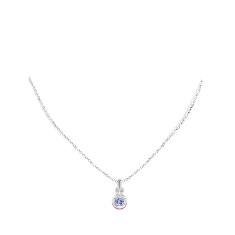 5mm A Round Tanzanite Solitaire Infinity Knot Pendant in P950 Platinum pen