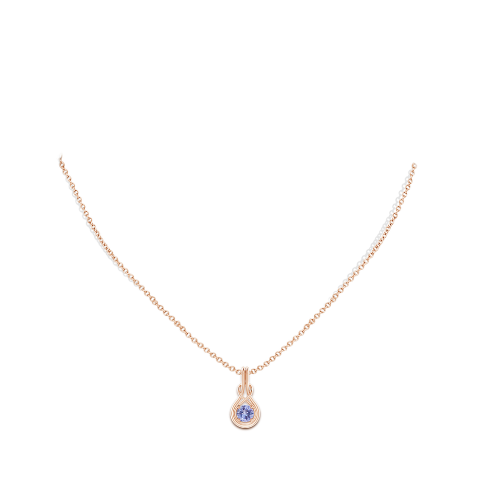 5mm A Round Tanzanite Solitaire Infinity Knot Pendant in Rose Gold pen
