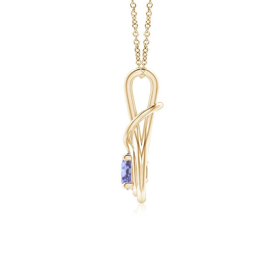 5mm A Round Tanzanite Solitaire Infinity Knot Pendant in Yellow Gold side 199