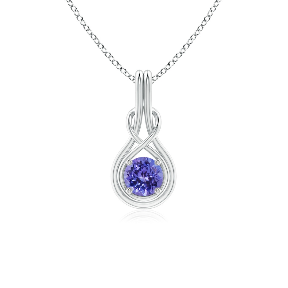 5mm AA Round Tanzanite Solitaire Infinity Knot Pendant in White Gold 