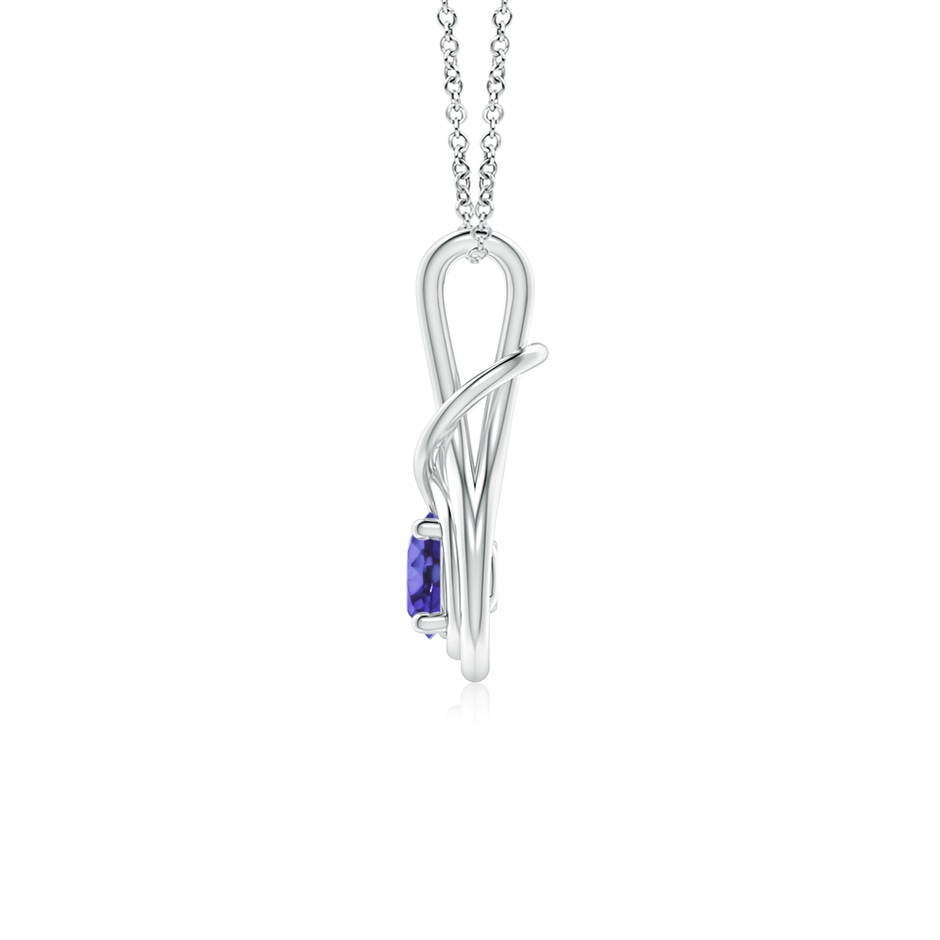 5mm AA Round Tanzanite Solitaire Infinity Knot Pendant in White Gold side 199