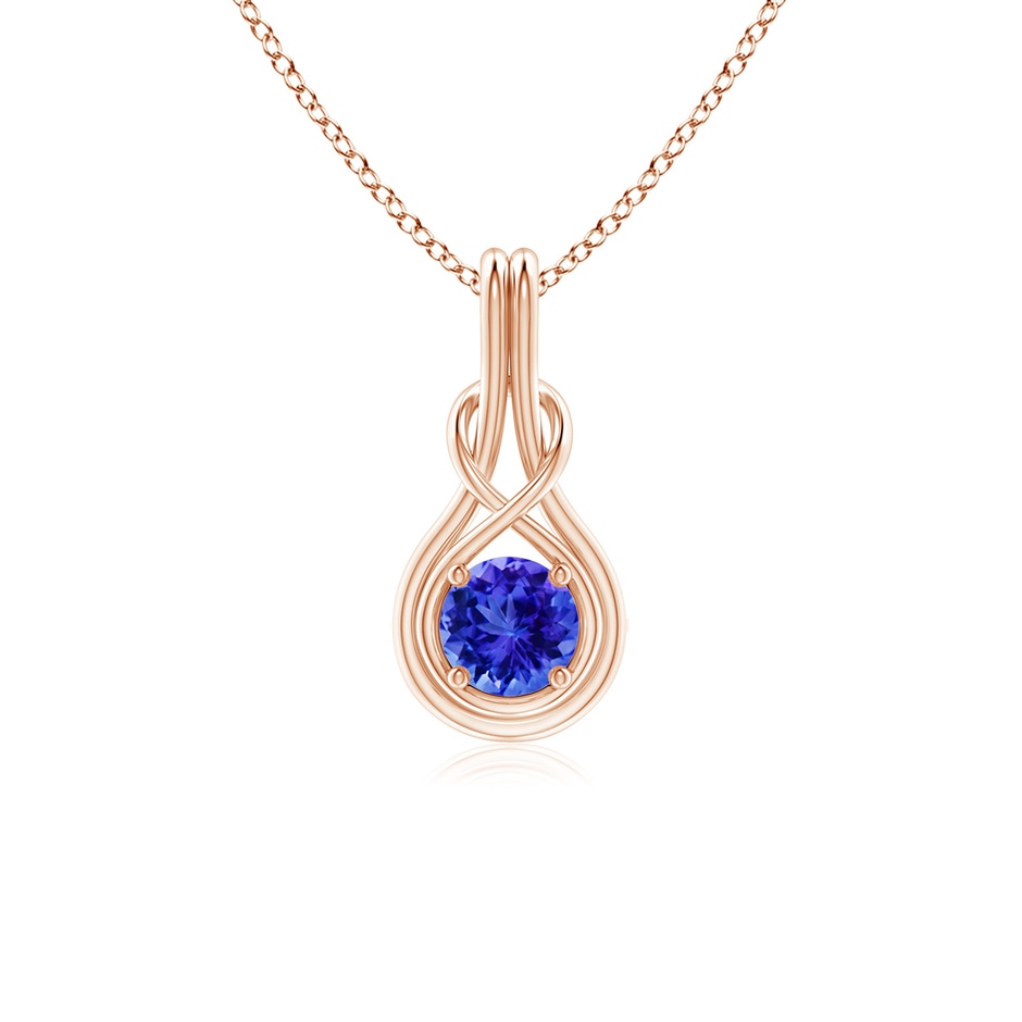 5mm AAA Round Tanzanite Solitaire Infinity Knot Pendant in Rose Gold 